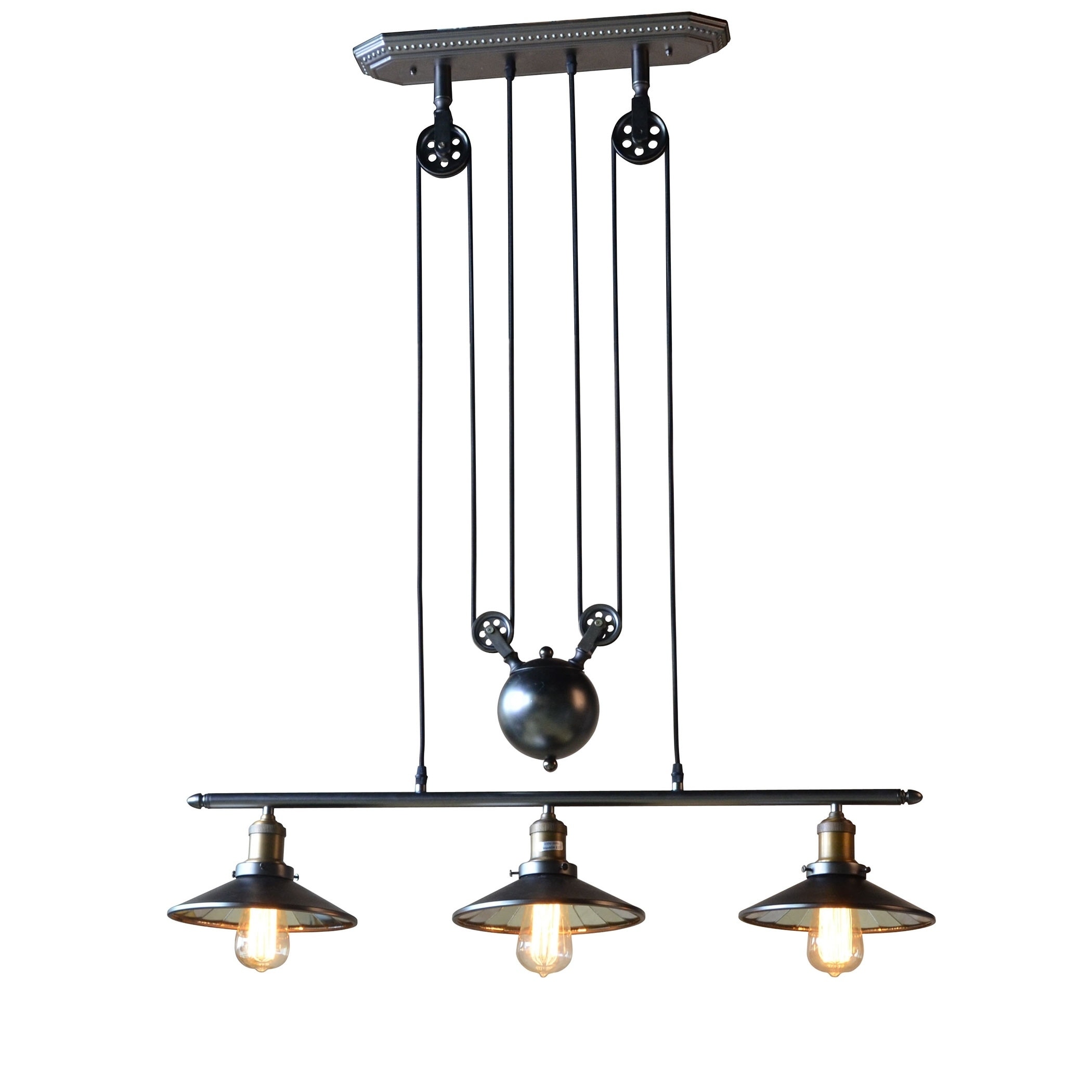 Element Industrial Pulley Chandelier - N/A (Abstract - 1 to 3 - Single - Plug-In) - Chandeliers For Bedrooms by Overstock.com