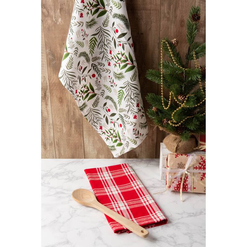 DII Assorted Cozy Christmas Embellished Dishtowel