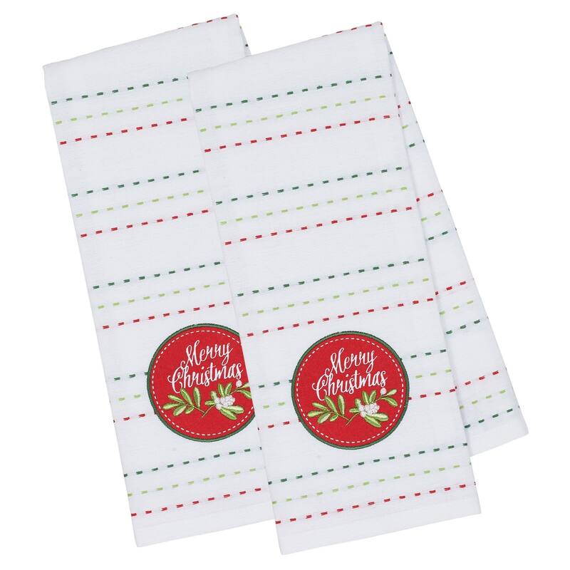 DII Assorted Cozy Christmas Embellished Dishtowel