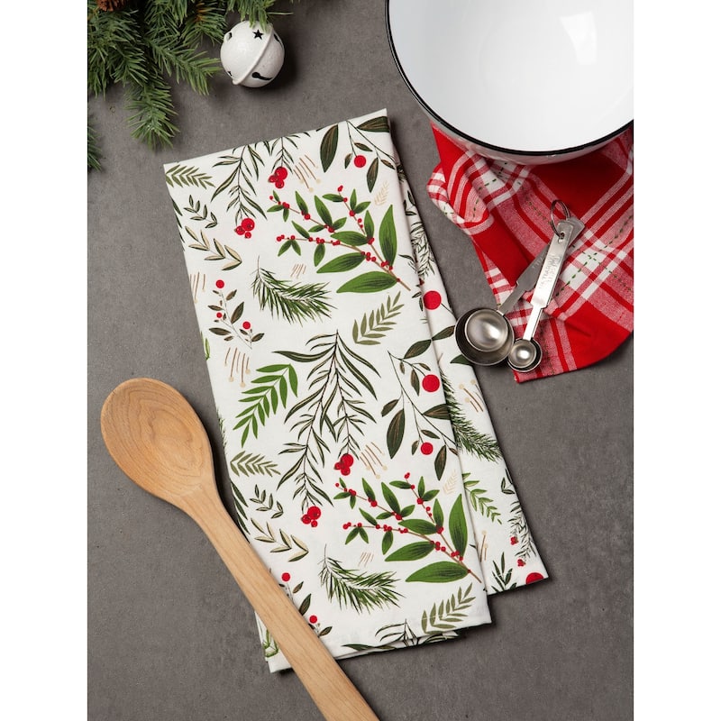 DII Assorted Cozy Christmas Embellished Dishtowel