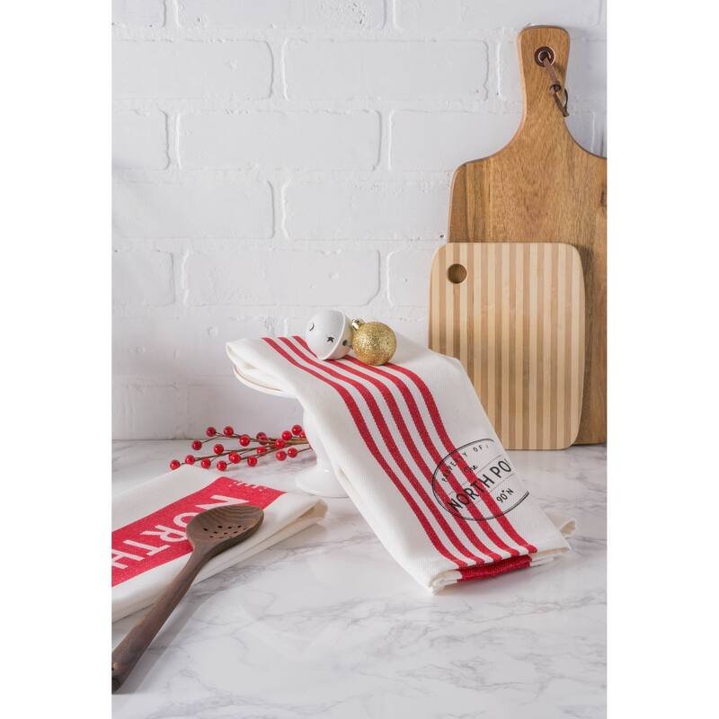 DII Assorted Cozy Christmas Embellished Dishtowel