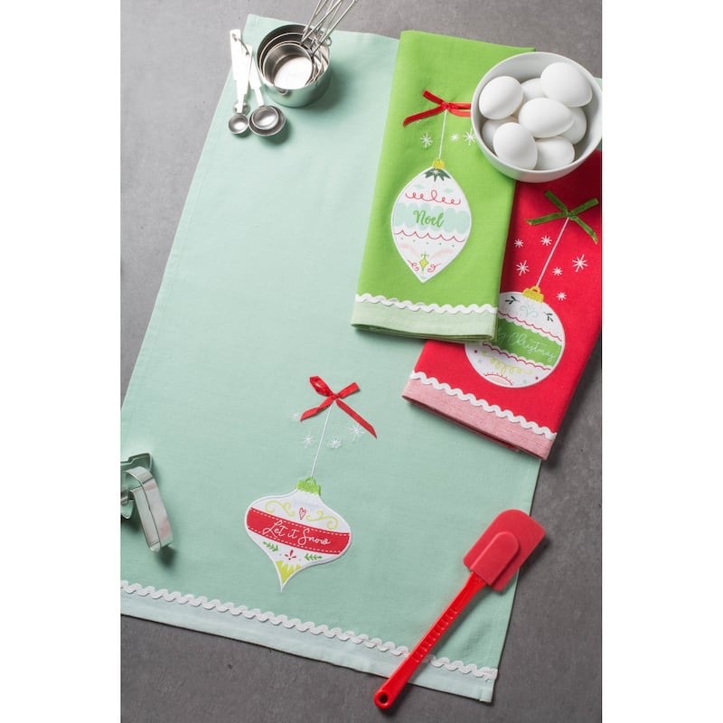DII Assorted Cozy Christmas Embellished Dishtowel