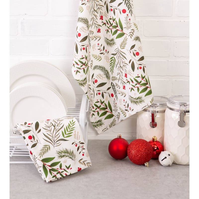 DII Assorted Cozy Christmas Embellished Dishtowel