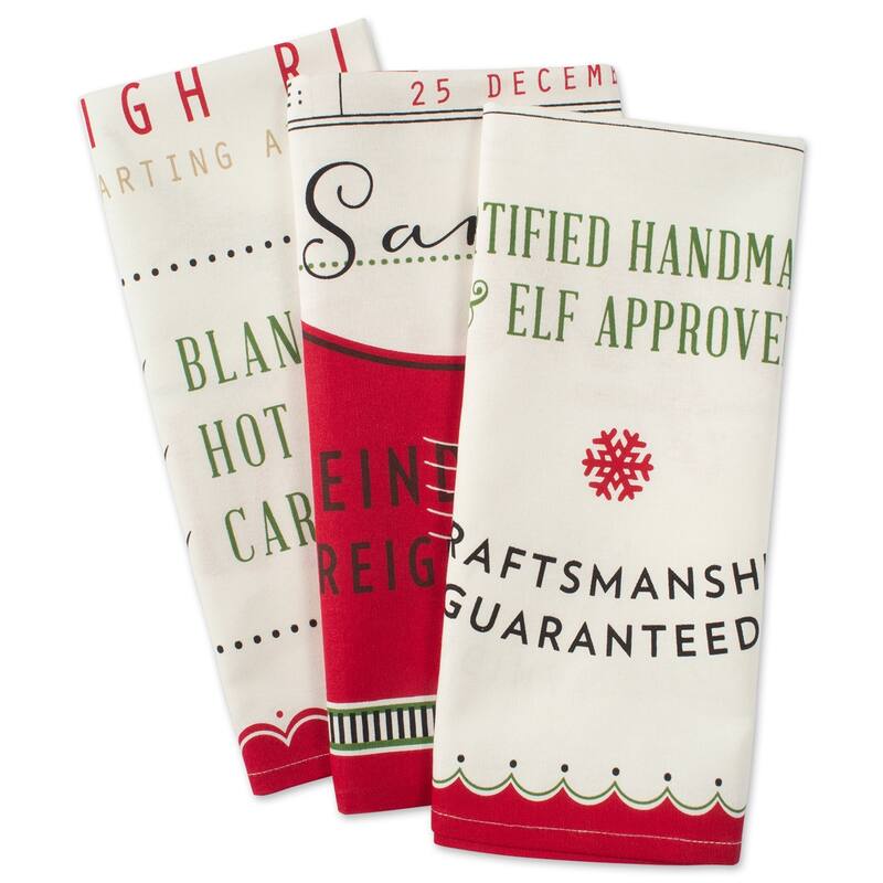 DII Assorted Cozy Christmas Embellished Dishtowel