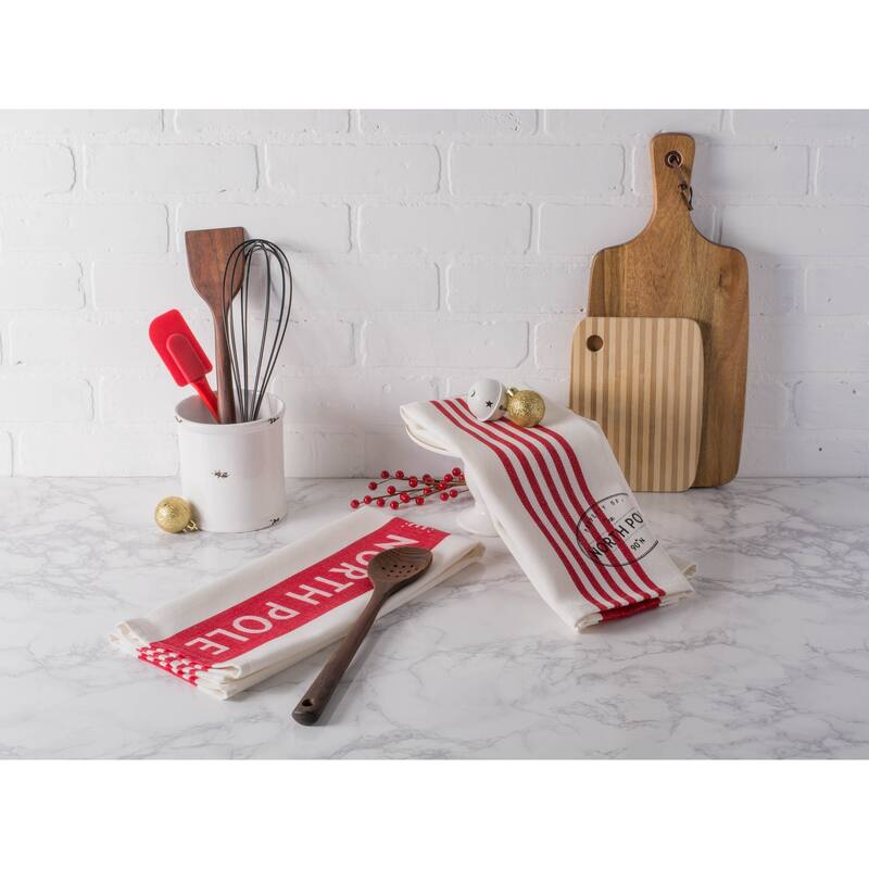 DII Assorted Cozy Christmas Embellished Dishtowel