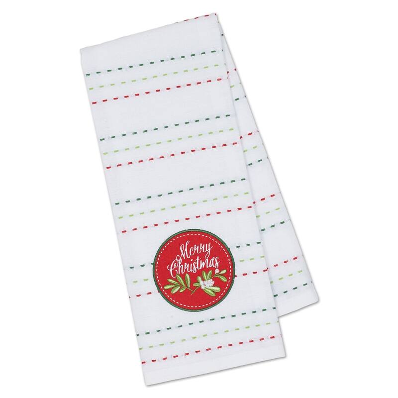 DII Assorted Cozy Christmas Embellished Dishtowel