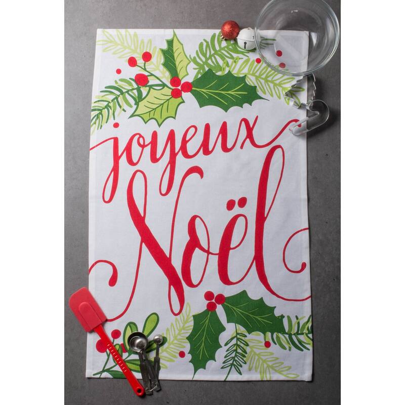 DII Assorted Cozy Christmas Embellished Dishtowel
