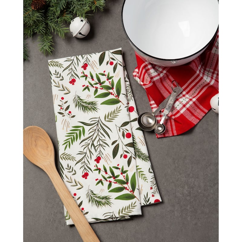 DII Assorted Cozy Christmas Embellished Dishtowel