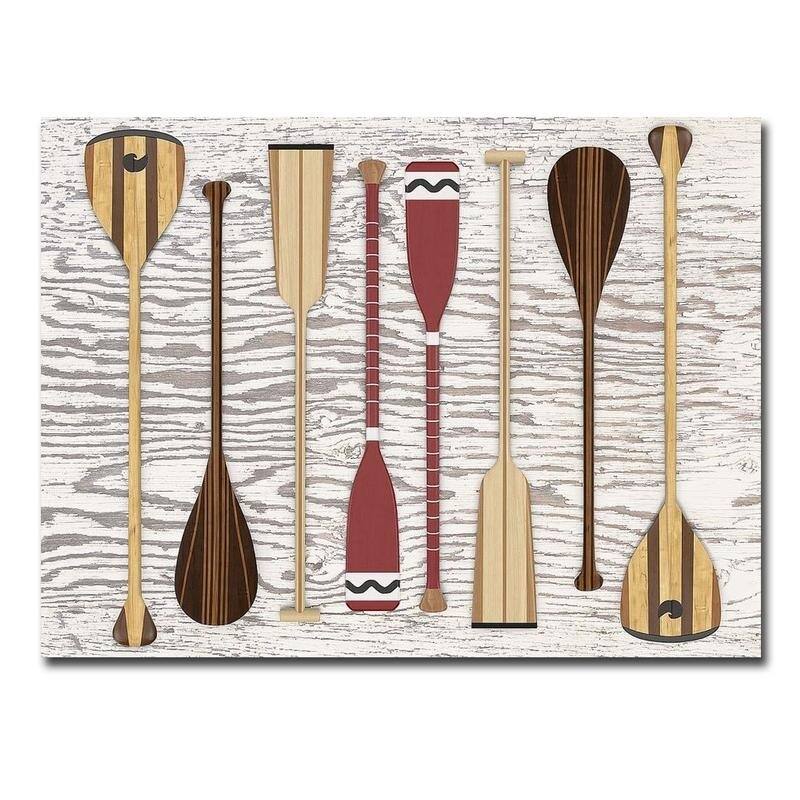 Canoe, Paddles and Oar by Edward M. Fielding Gallery Wrapped Canvas Giclee Art (24 in x 32 in)