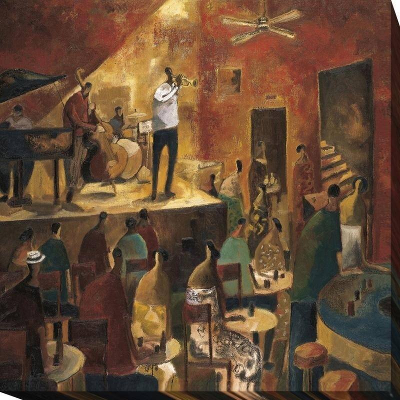 Red Jazz by Didier Lourenco Gallery Wrapped Canvas Giclee Art (24 in x 24 in)