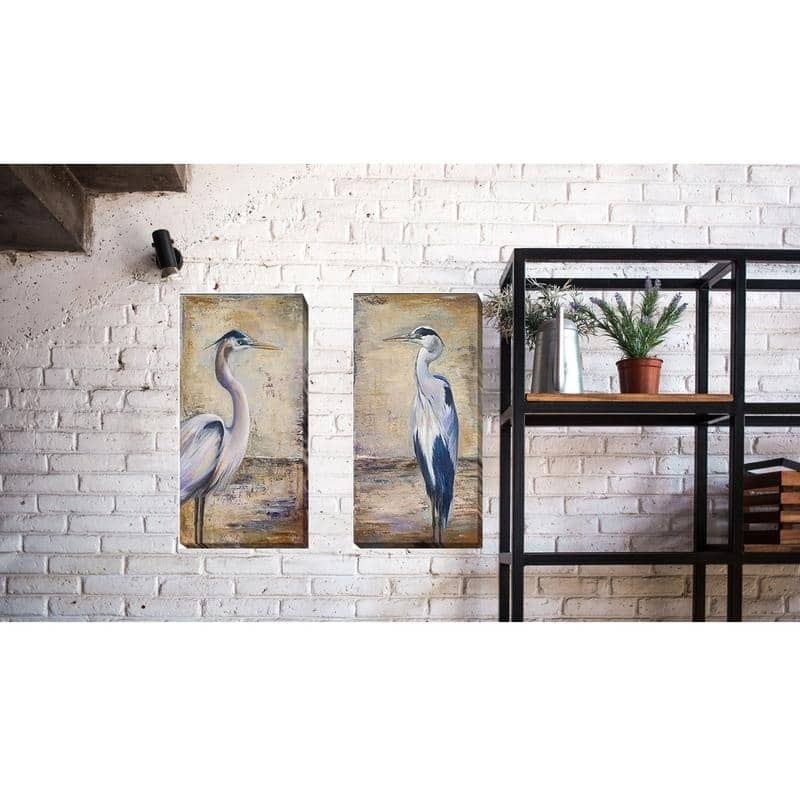 Blue Heron I & II by Patricia Pinto 2-pc Gallery Wrapped Canvas Giclee Set (16 in x 8 in Each Canvas in Set)
