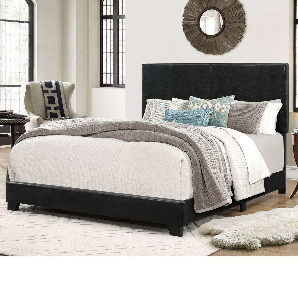 Home Source Lypham Black Faux Leather King-size Bed