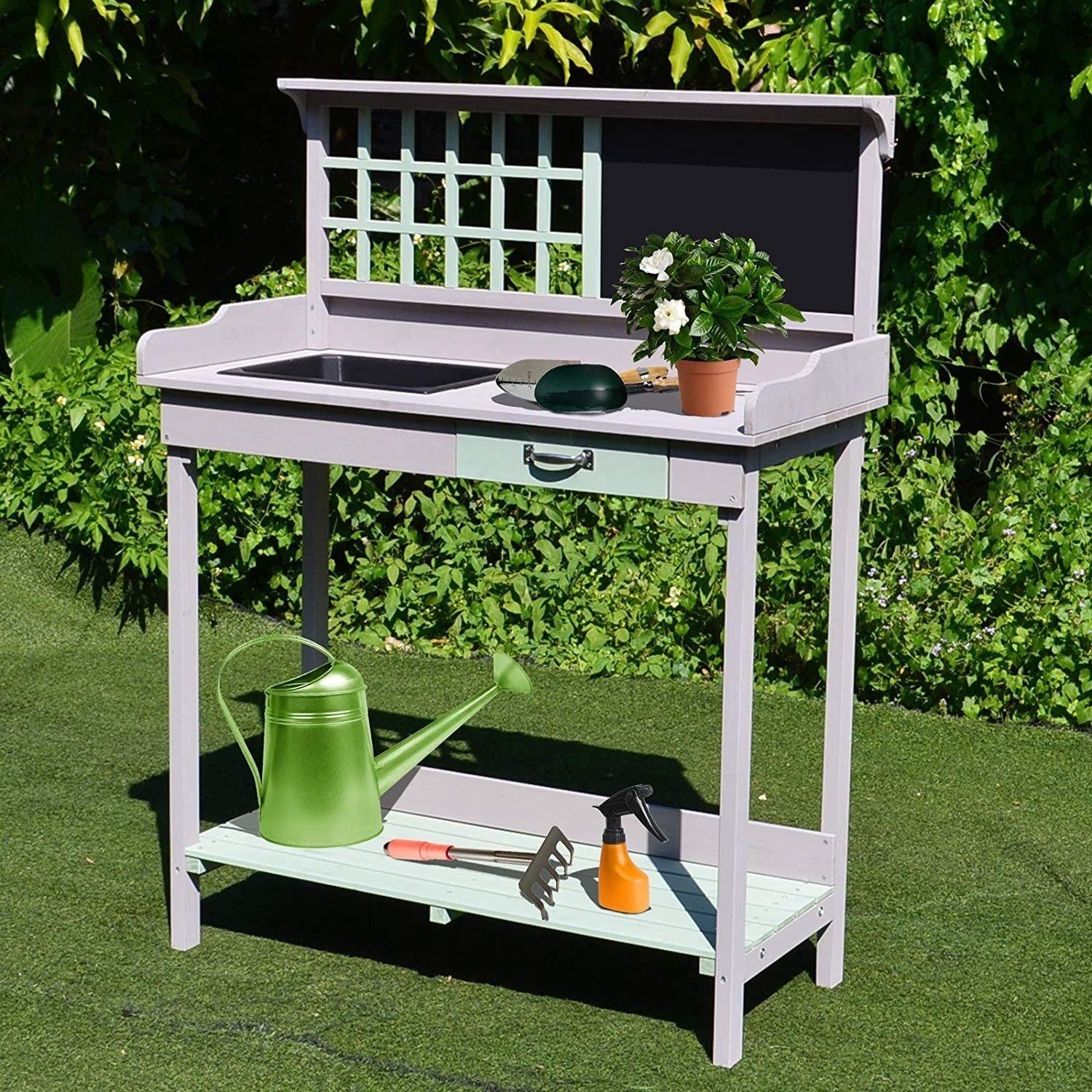 Tuin En Terras Grey Garden Potting Table Wood Workstation With Wheels Only 1 Left Luxclusif Com