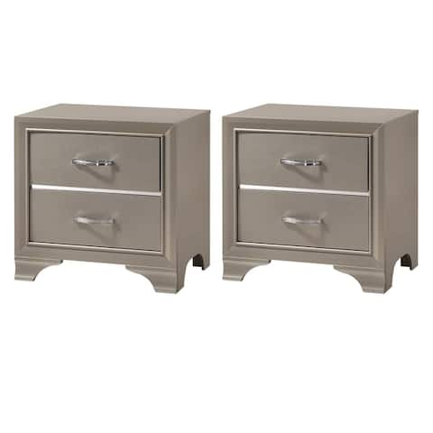 Mcphearson Champagne Finish 2 Drawer Mirrored Nightstand By