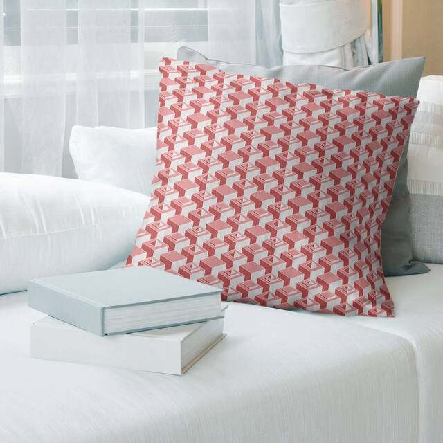 Porch & Den Durell Monochrome 3D Cube Pattern Throw Pillow - 18 x 18 - Red - Cotton