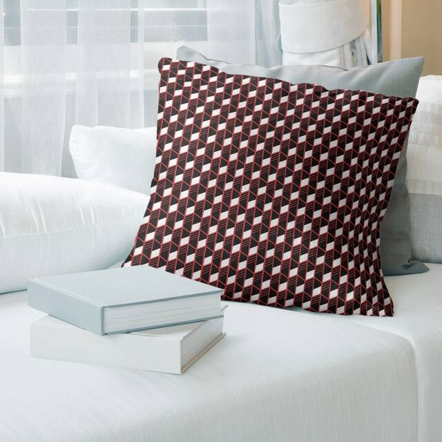 Porch & Den Cleo Classic Geometric Stripes Throw Pillow - 20 x 20 - Red - Cotton