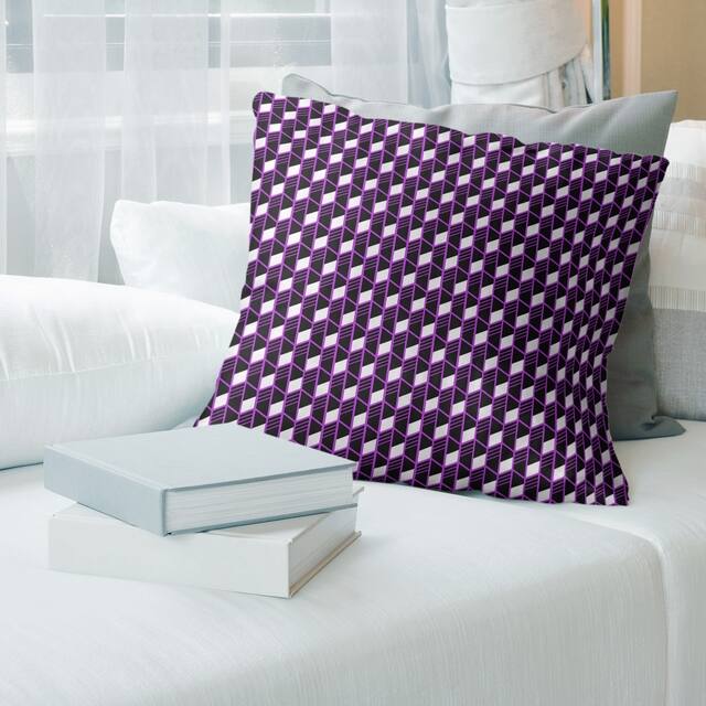 Porch & Den Cleo Classic Geometric Stripes Throw Pillow - 14 x 14 - Violet - Polyester