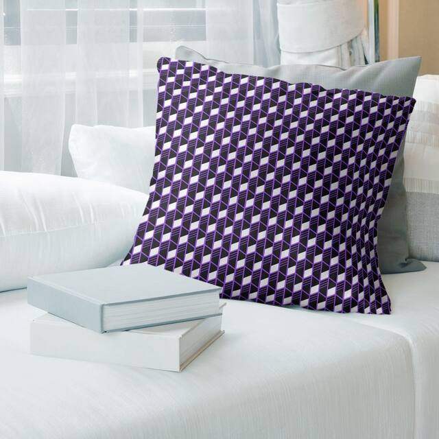 Porch & Den Cleo Classic Geometric Stripes Throw Pillow - 16 x 16 - Purple - Linen