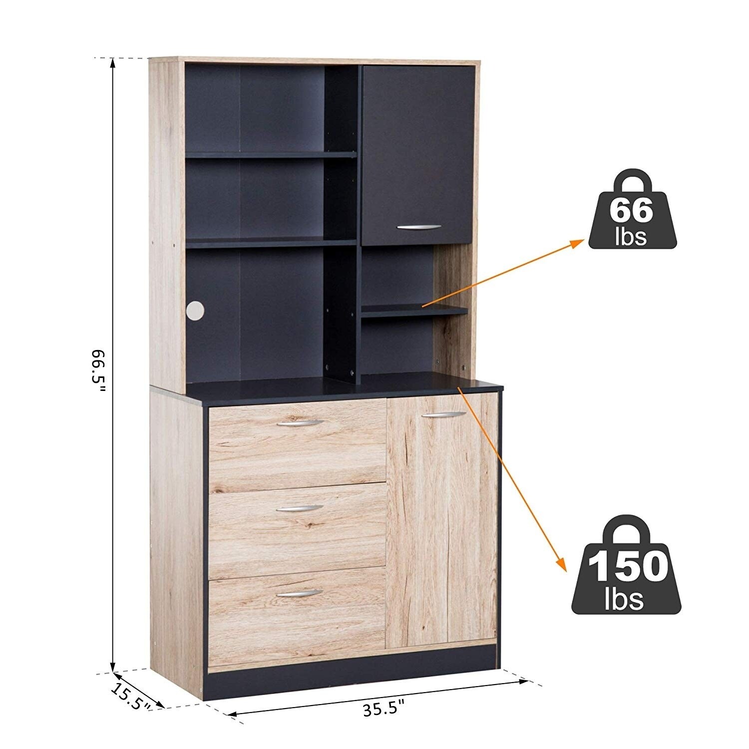 Carbon Loft Smothers 67 Inch Kitchen Buffet Cabinet With Kitchen Buffet Cabinet