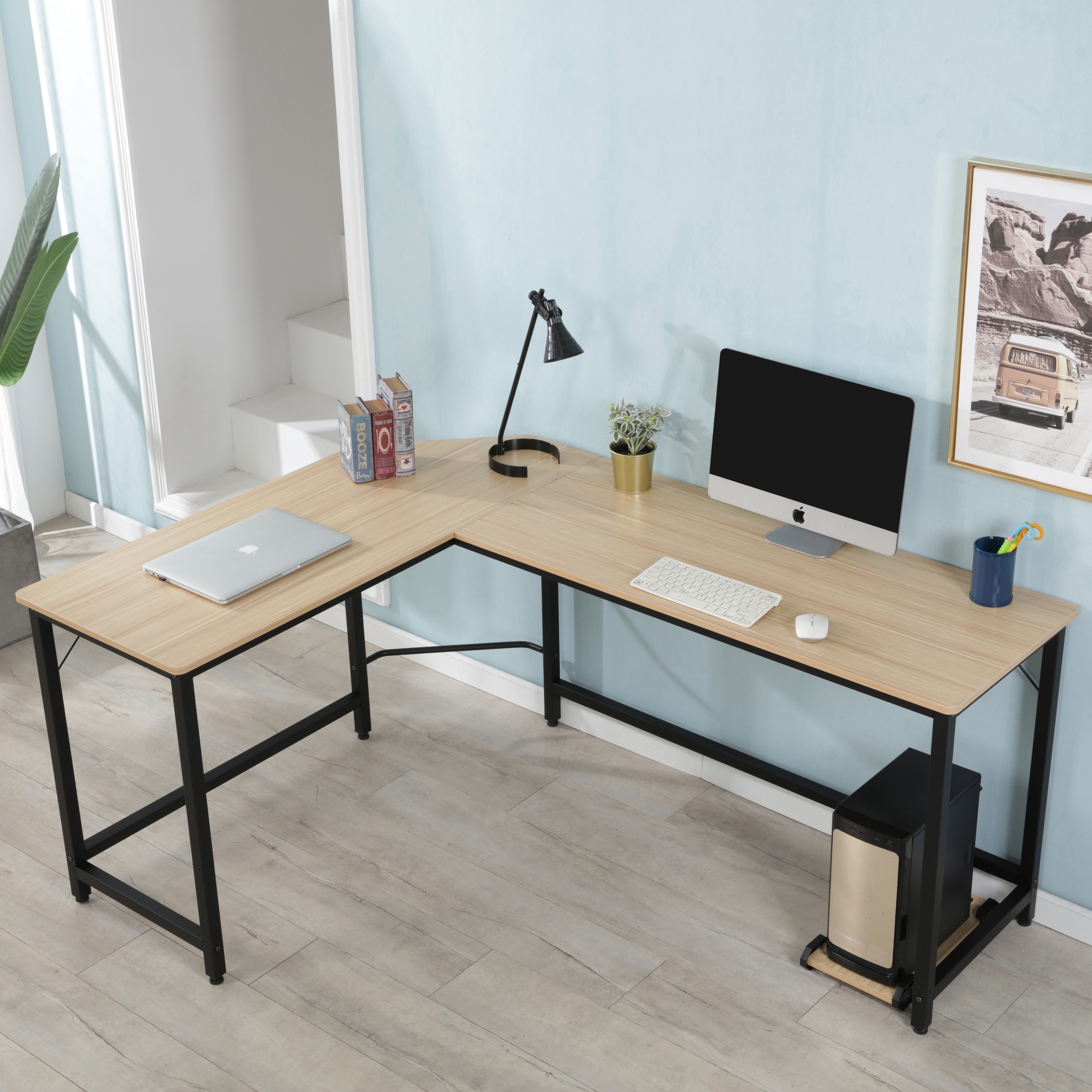 black l shaped desk cheap