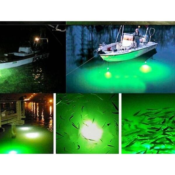 12V Green LED Underwater Submersible Fishing Light Night Crappie Shad Squid Lamp