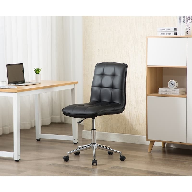Porthos Home Egan Adjustable Swivel Office Chair, Tufted PU Leather