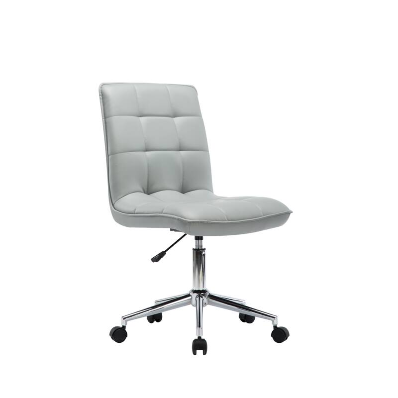 Porthos Home Egan Adjustable Swivel Office Chair, Tufted PU Leather - Grey