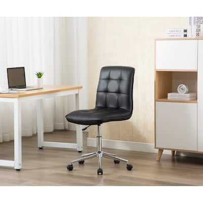 Porthos Home Egan Adjustable Swivel Office Chair, Tufted PU Leather