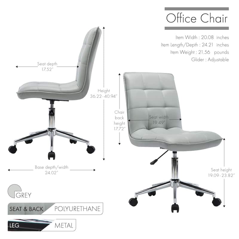 Porthos Home Egan Adjustable Swivel Office Chair, Tufted PU Leather