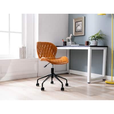 Porthos Home Arlo Swivel Office Chair, Tufted PU Leather Upholstery
