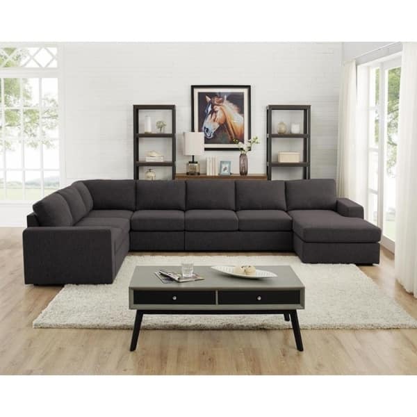 Copper Grove Palaiseau Dark Grey Linen Modular Sectional Sofa Modular Sectional Sofa