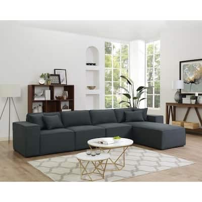 Copper Grove Ede Dark Grey Long Sofa with Reversible Chaise
