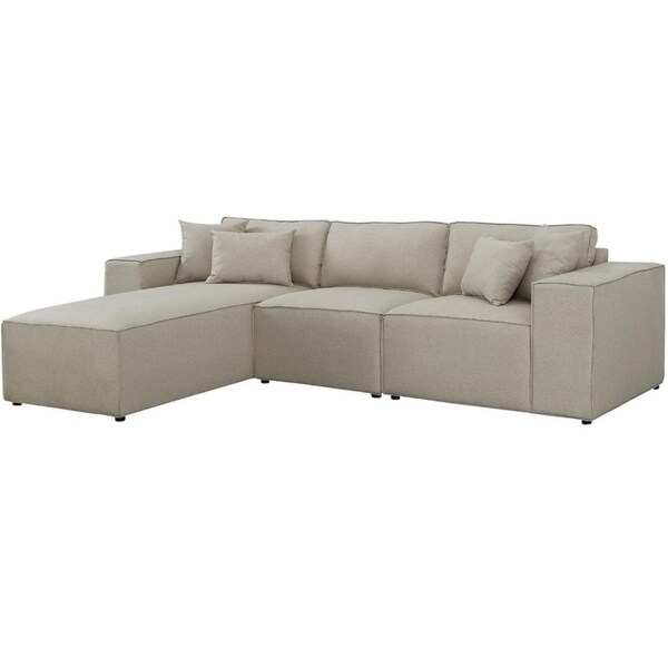 Lilola Harvey Sofa With Reversible Chaise In Beige Linen