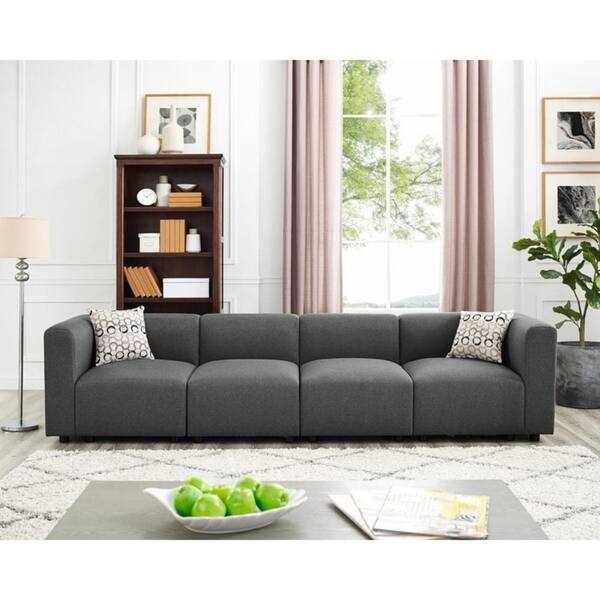 Shop Copper Grove Gagny Steel Grey 4 Seat Linen Sofa On