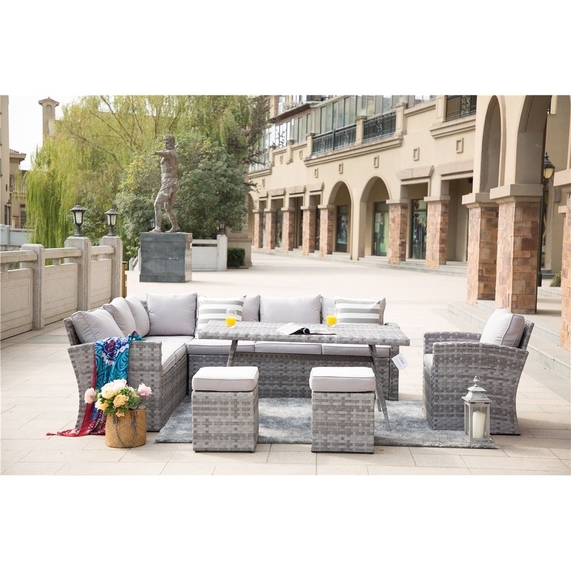 Direct Wicker 11 Piece Grey Outdoor Sectional Sofa Set Grey Wicker Outdoor Sectional Sofa Set