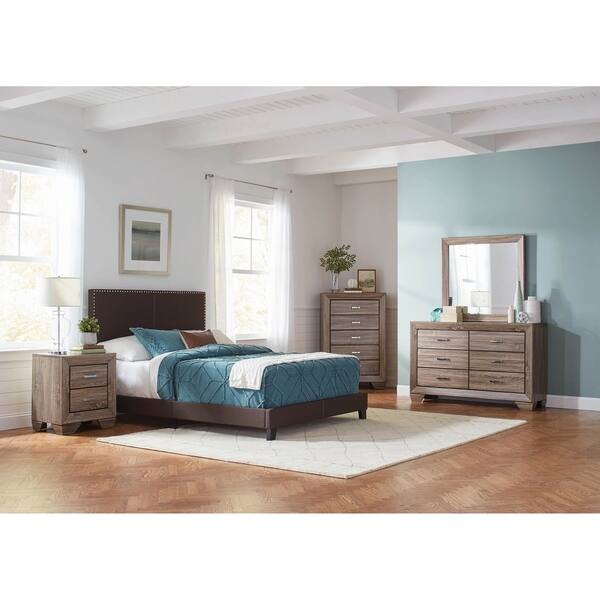 Shop Amherst Brown 3 Piece Upholstered Bedroom Set With Dresser