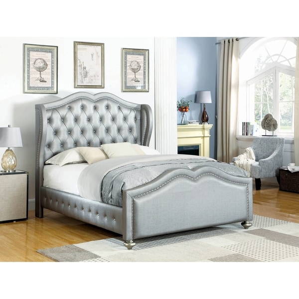 Isabella Metallic 4-piece Upholstered Bedroom Set with 2 Nightstands