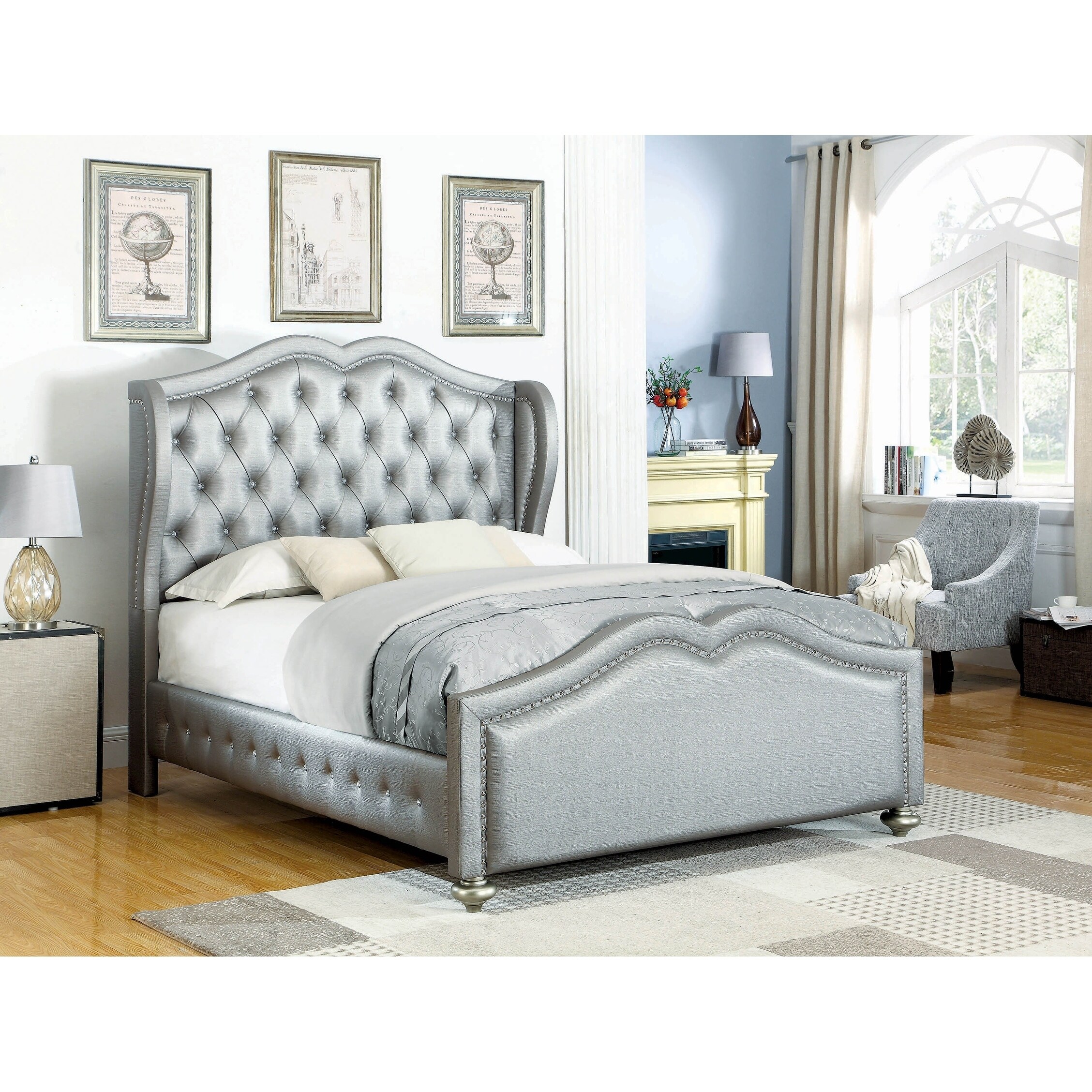 Isabella Metallic 5 Piece Upholstered Bedroom Set