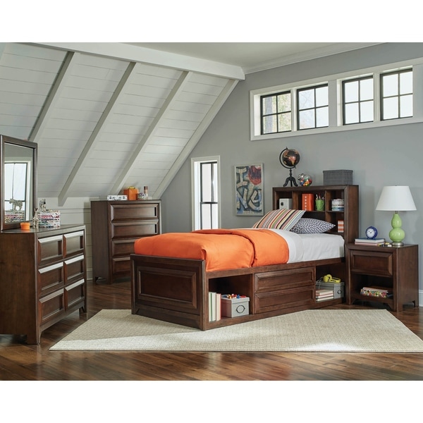 Cassidy Maple Oak 5-piece Storage Bedroom Set with 2 Nightstands