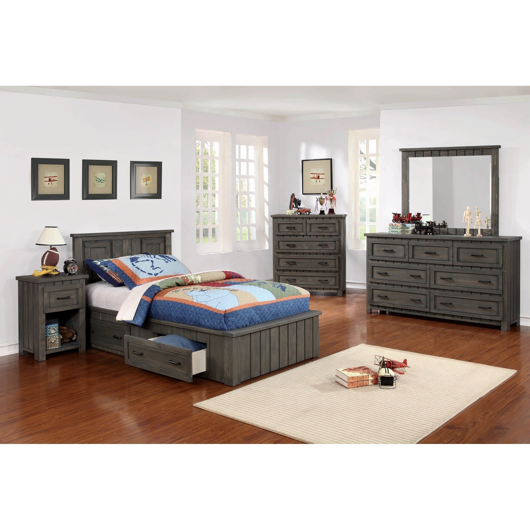 Shop Crawford Gunsmoke 3 Piece Storage Bedroom Set With Dresser