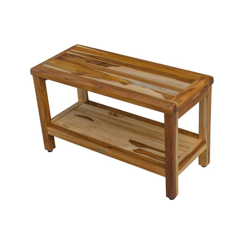 EcoDecors Eleganto EarthyTeak 30" Shower Bench with Shelf
