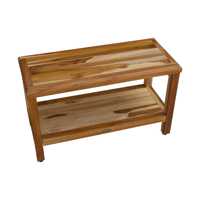 EcoDecors Eleganto EarthyTeak 30" Shower Bench with Shelf