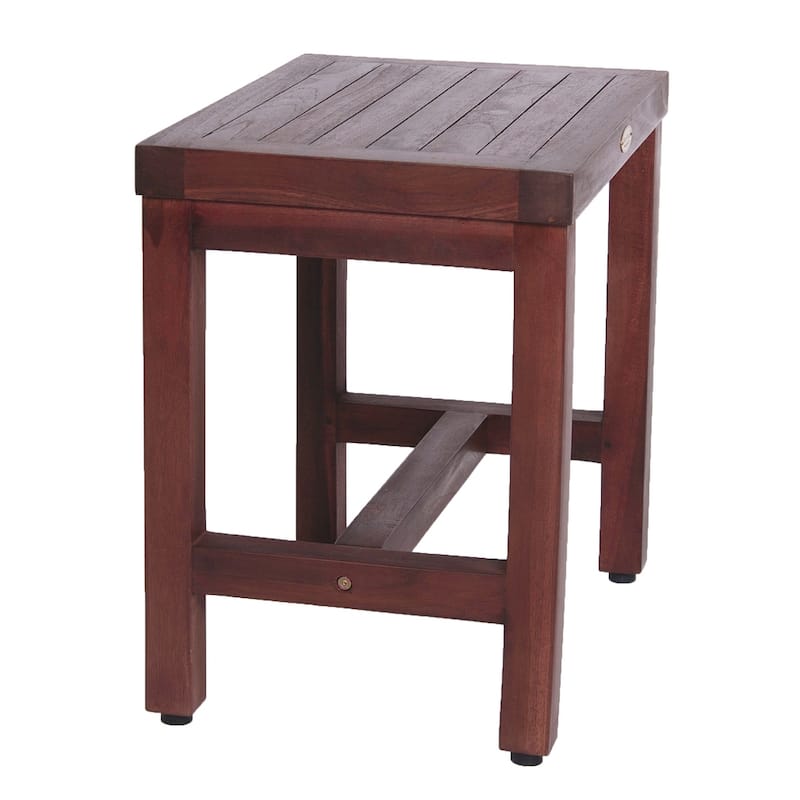 DecoTeak Eleganto 18" Solid Teak Shower Bench - WoodLand Brown Finish