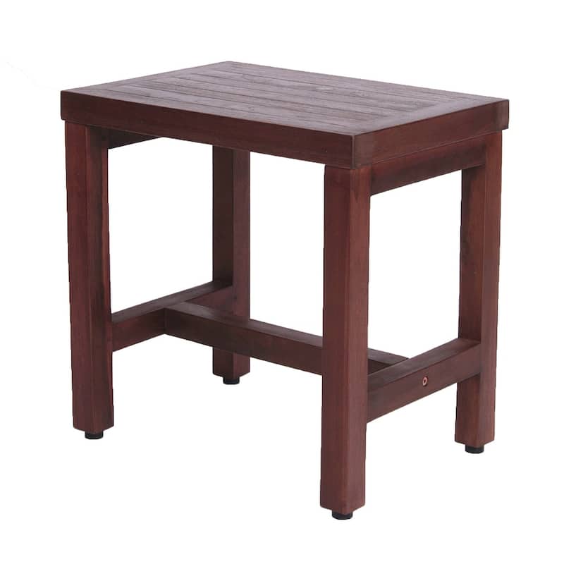 DecoTeak Eleganto 18" Solid Teak Shower Bench - WoodLand Brown Finish