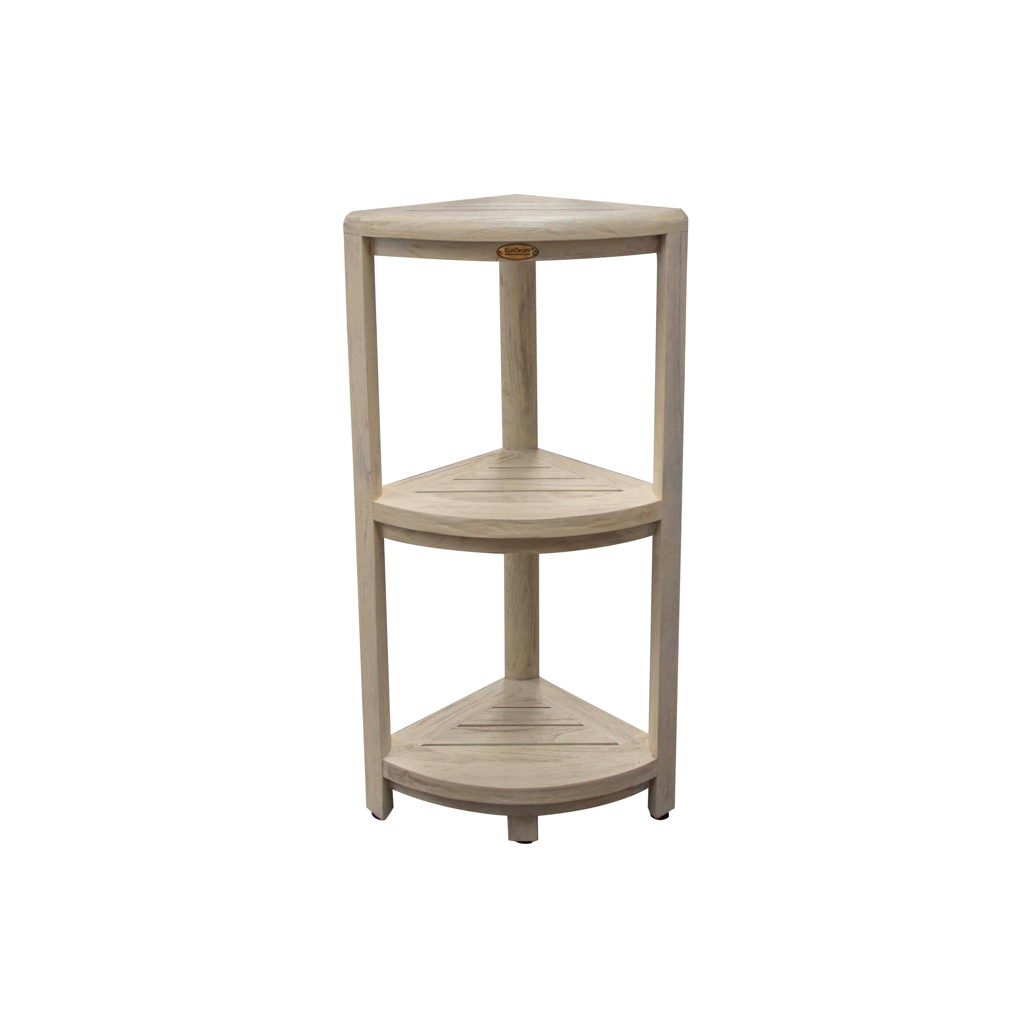 Shop Black Friday Deals On Coastalvogue 3 Tier Oasis Solid Teak Corner Shelf Driftwood Finish Overstock 28301030