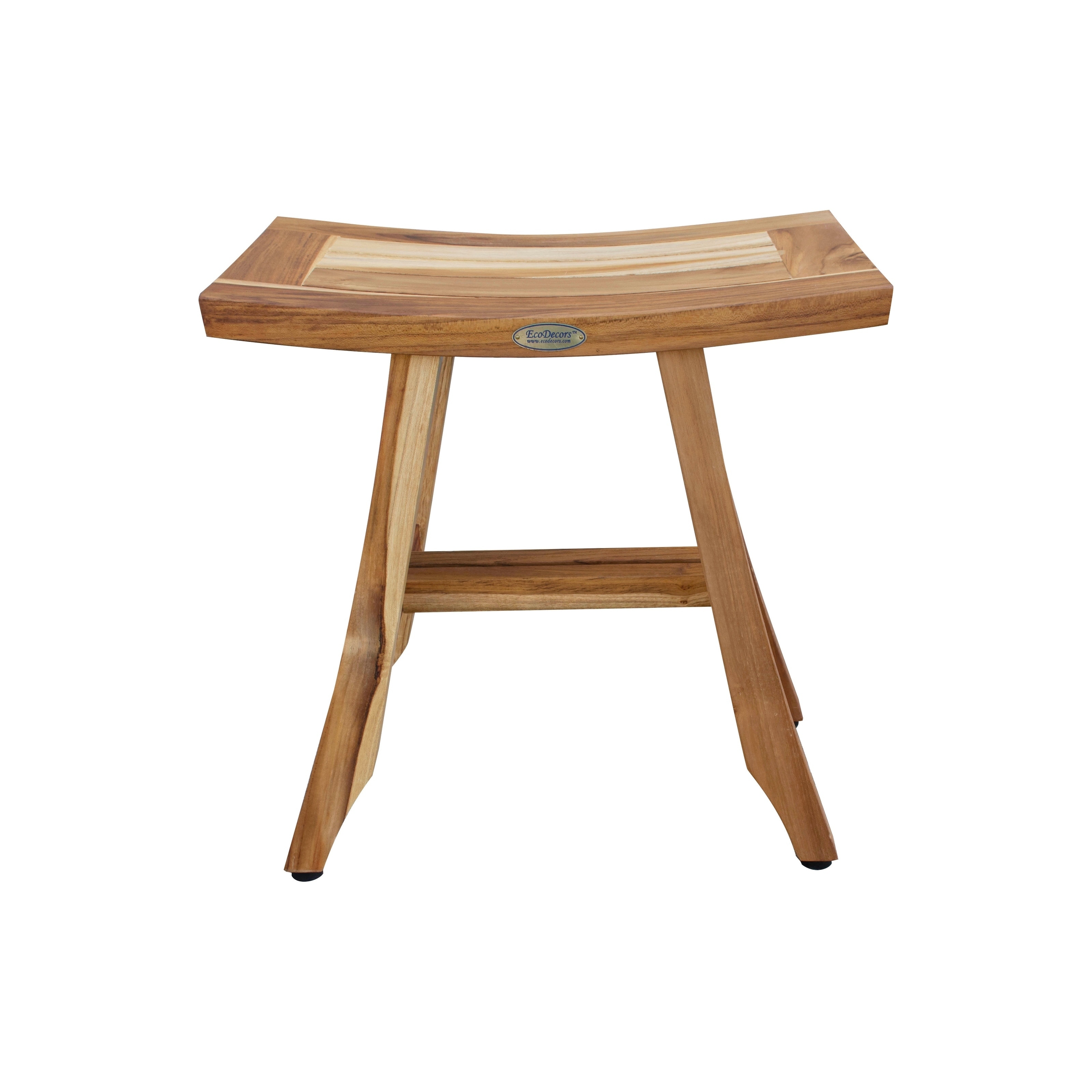 EcoDecors 18" W Waterproof Teak shower Bench Stool Seat Chair for Inside Shower Shaving Foot Rest in Natural Earthy Teak finish