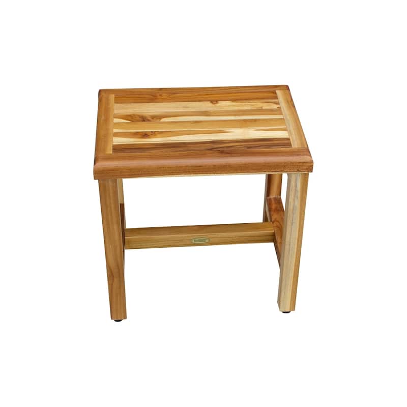 EcoDecors Eleganto 18" Solid Teak Shower Stool - EarthyTeak Finish