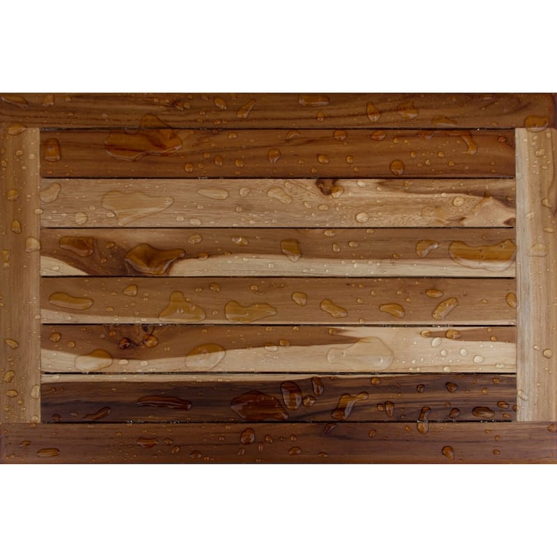 EcoDecors Eleganto 18" Solid Teak Shower Stool - EarthyTeak Finish
