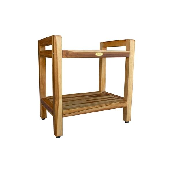 Shop Ecodecors Eleganto 18 Solid Teak Shower Bench With Shelf And