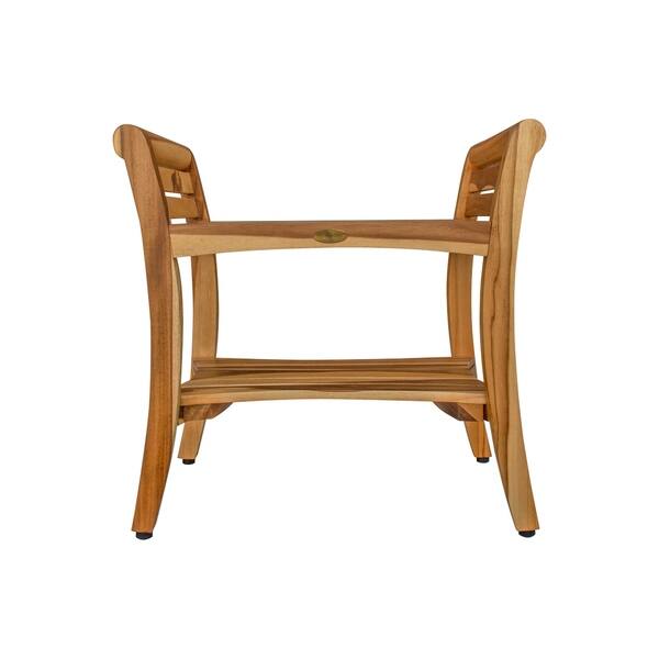 EcoDecors Symmetry 24"Solid Teak Shower Bench With Shelf And LiftAide